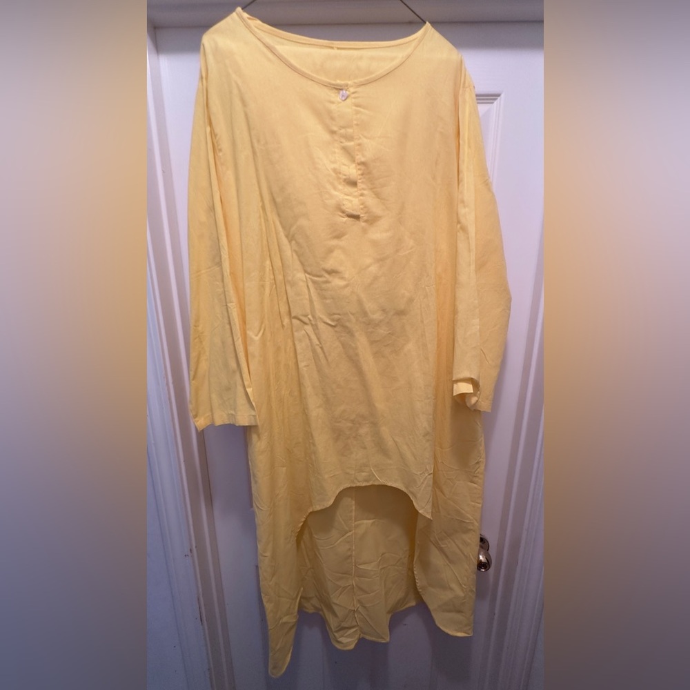 Yellow High-Low Tunic Top and Pants; color bright yellow like pants